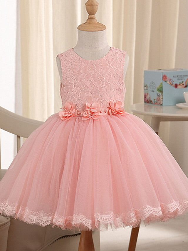 Short Princess Jewel Neck Pageant Flower Girl Dresses