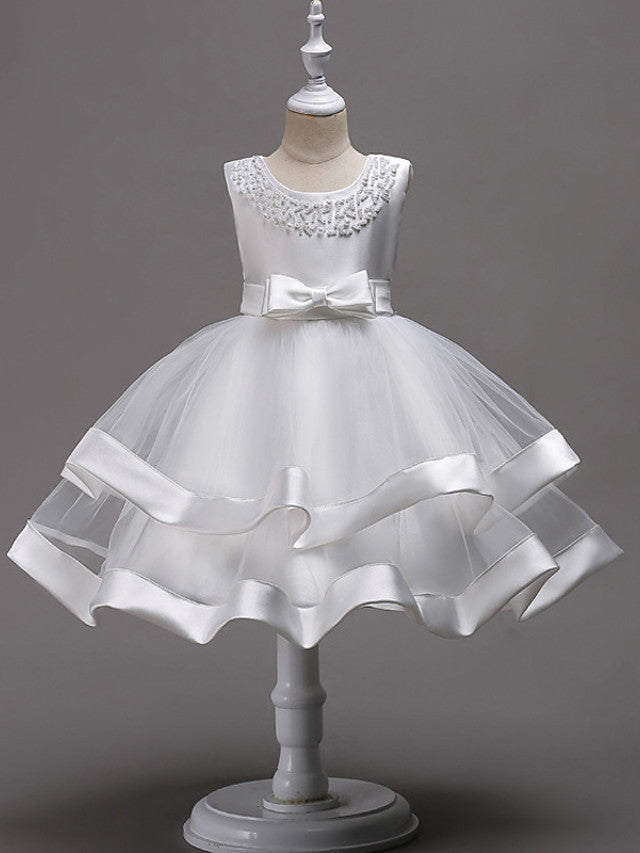 Short Princess Jewel Neck Wedding First Communion Pageant Flower Girl Dresses