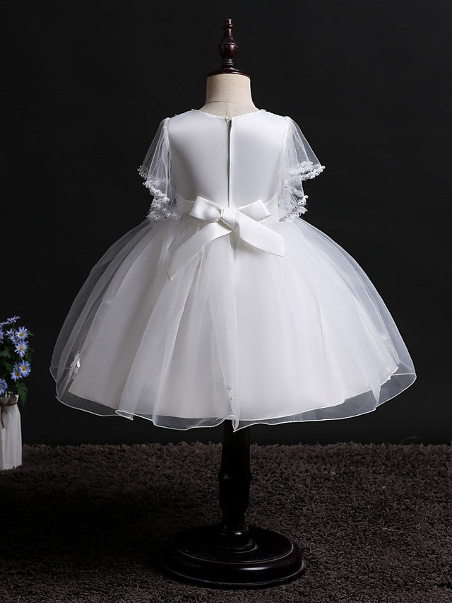 Short Princess Satin Tulle Flower Girl Dresses Wedding Birthday Party Dresses