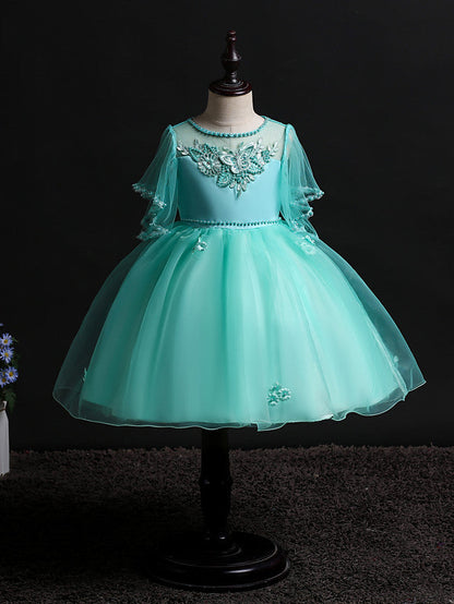 Short Princess Satin Tulle Flower Girl Dresses Wedding Birthday Party Dresses