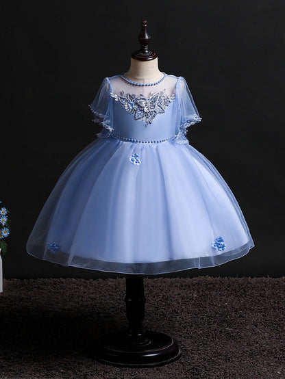 Short Princess Satin Tulle Flower Girl Dresses Wedding Birthday Party Dresses