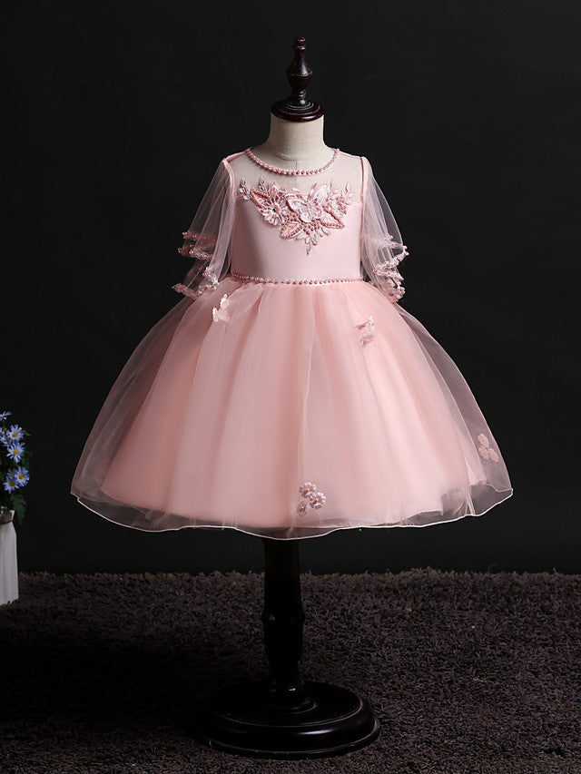 Short Princess Satin Tulle Flower Girl Dresses Wedding Birthday Party Dresses