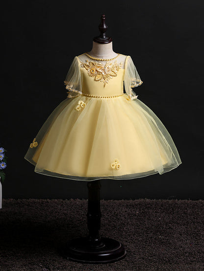 Short Princess Satin Tulle Flower Girl Dresses Wedding Birthday Party Dresses