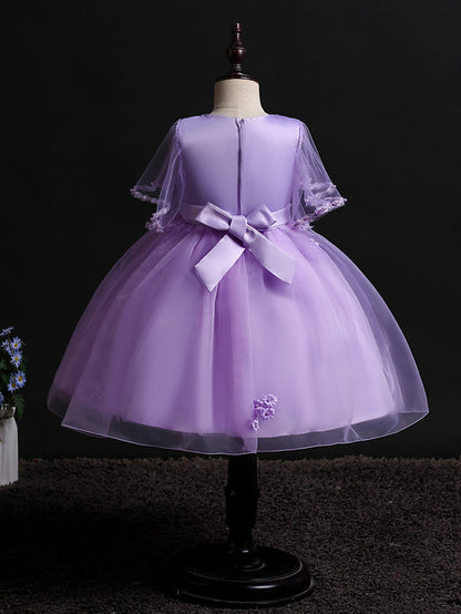 Short Princess Satin Tulle Flower Girl Dresses Wedding Birthday Party Dresses