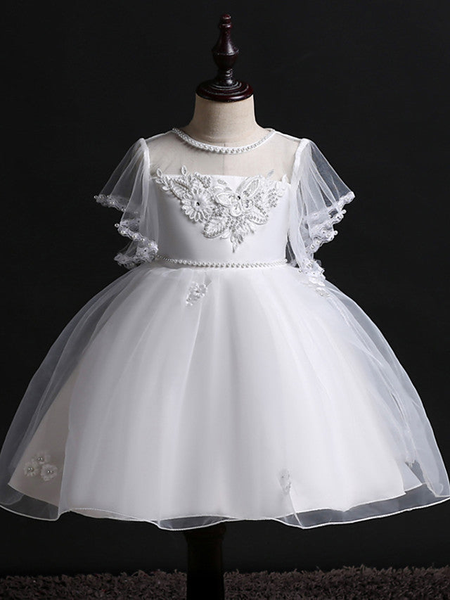 Short Princess Satin Tulle Flower Girl Dresses Wedding Birthday Party Dresses