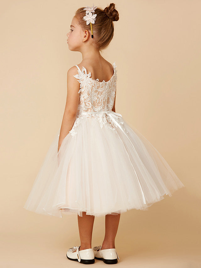 Short Princess Tulle Wedding First Communion Flower Girl Dresses