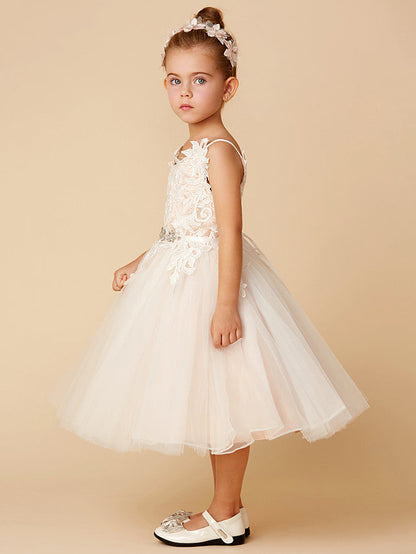 Short Princess Tulle Wedding First Communion Flower Girl Dresses