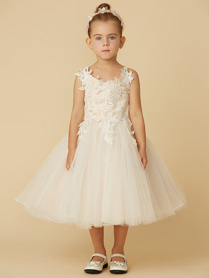 Short Princess Tulle Wedding First Communion Flower Girl Dresses