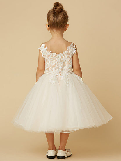 Short Princess Tulle Wedding First Communion Flower Girl Dresses