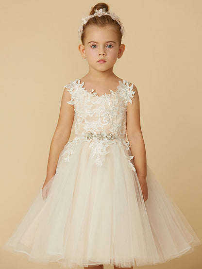 Short Princess Tulle Wedding First Communion Flower Girl Dresses