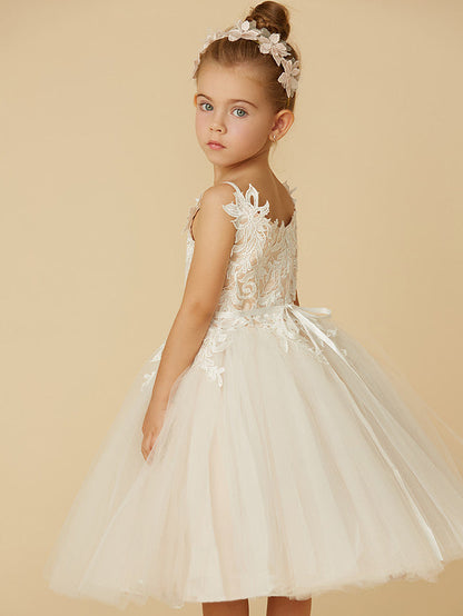 Short Princess Tulle Wedding First Communion Flower Girl Dresses