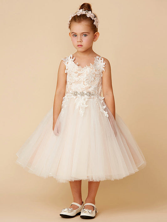 Short Princess Tulle Wedding First Communion Flower Girl Dresses