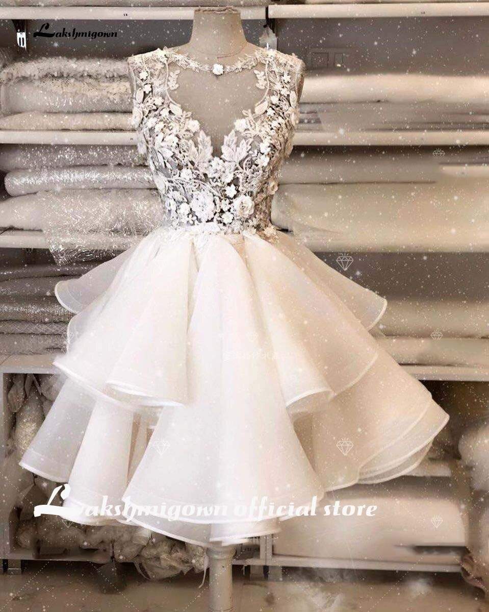 NumberSea Short Wedding Dress 2024 Appliques Flowers Lace Top Bride Dresses Mini Wedding