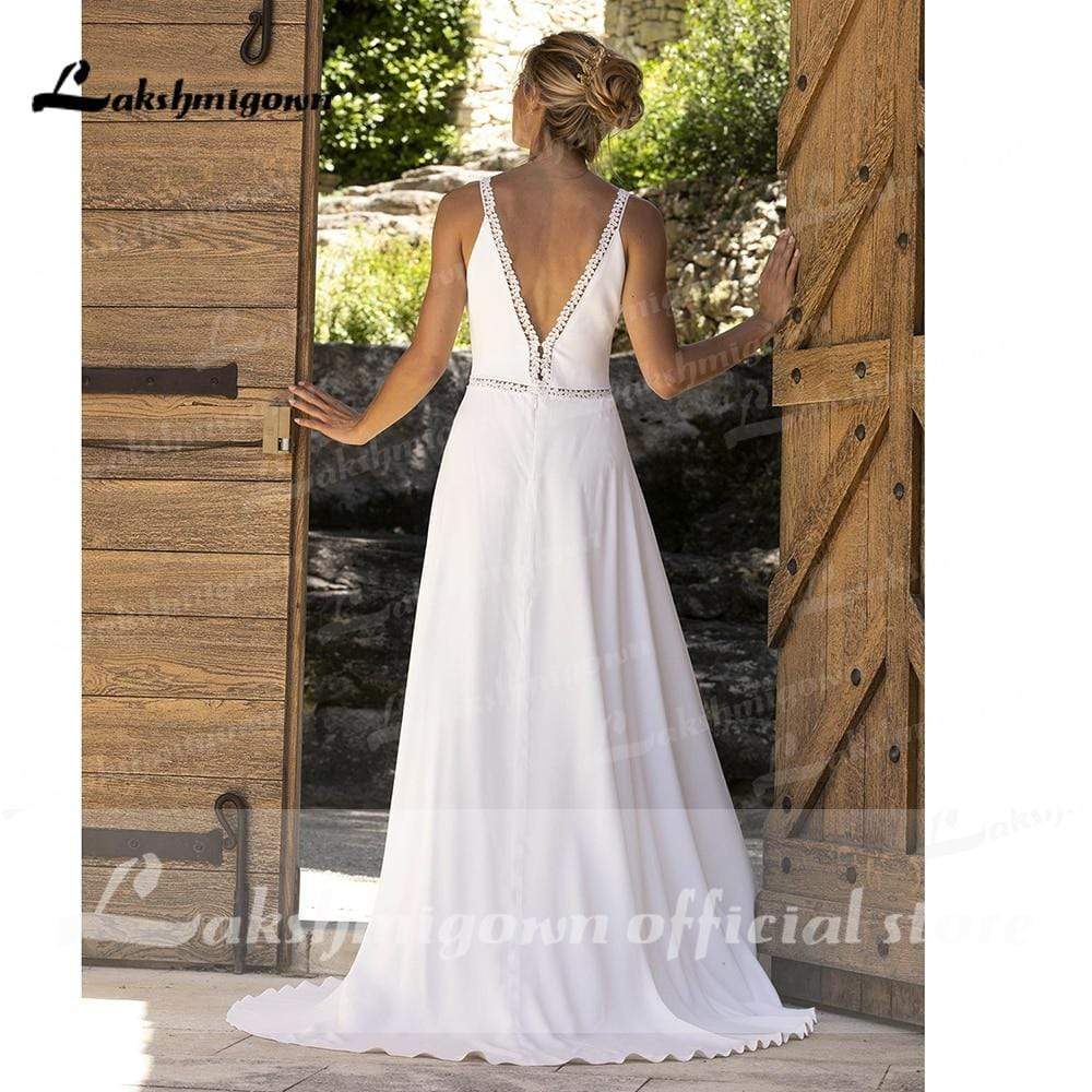 NumberSea Schlichtes Strand-Brautkleid im Prinzessinnen-Stil in A-Linie