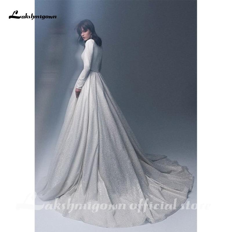 NumberSea Simple Long Sleeve V Neck A-Line Wedding Dresses