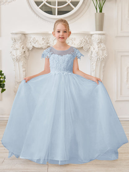 Ivory Detachable Train Princess First Communion Flower Girl Dress