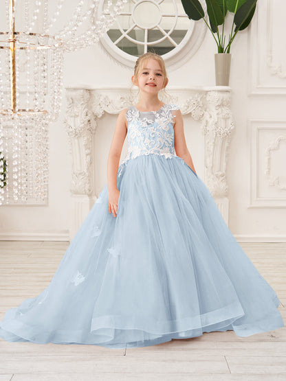 Elegant A-Line Princess Sleeveless Tulle Flower Girl Dress