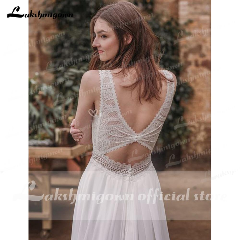 NumberSea Sleeveless Open Back Lace Bocide Chiffon Wedding Dresses