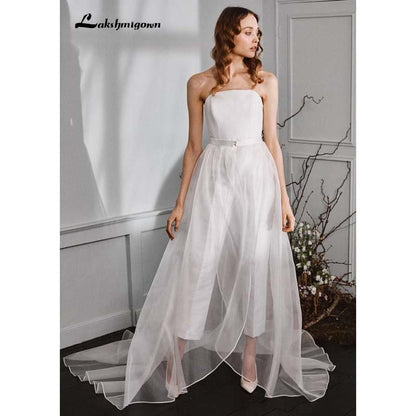 NumberSea Strapless Jumpsuits Wedding Dresses With Detachable Train