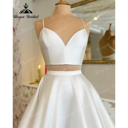 NumberSea suknia slubna Two Pieces Soft Satin A Line Beach Princess Wedding Dress for Women 2025 Spaghetti Straps Bridal Gown Custom Made