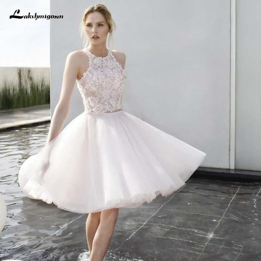 NumberSea Tulle Short Wedding Dresses Sleeveless