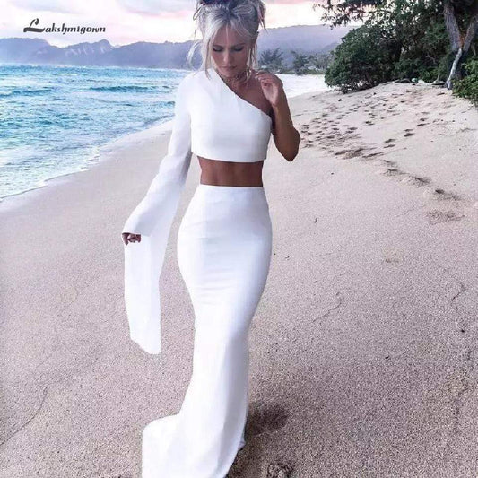 NumberSea Two Piece Wedding Dress Mermaid One Shoulder Sexy