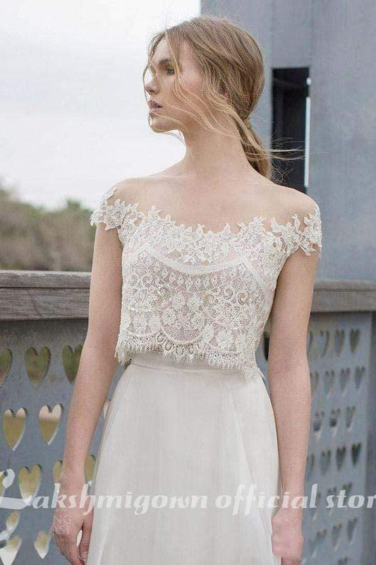 NumberSea Two Piece  Wedding Dresses Lace Appliques Bodice