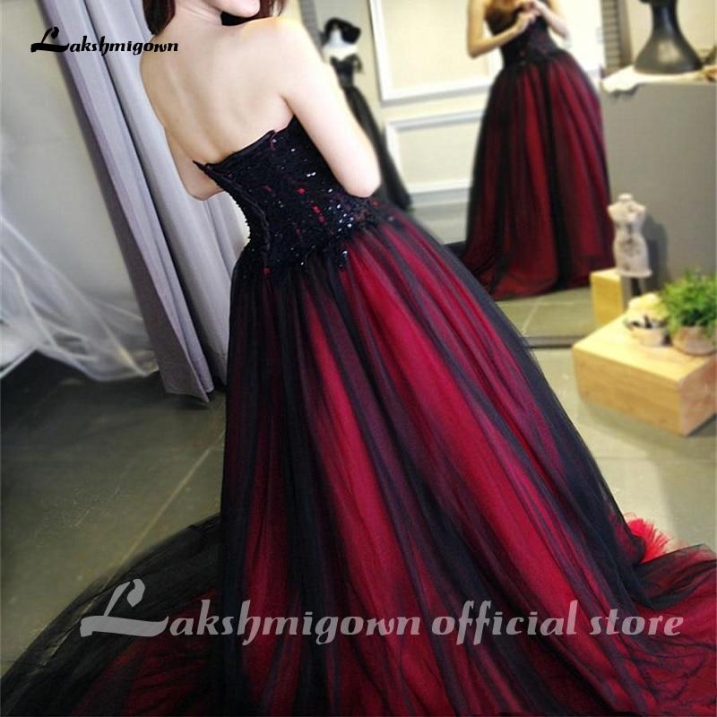 NumberSea wedding dress black and red Sweetheart Beading Lace Up