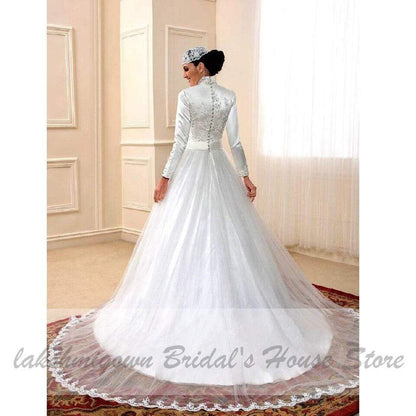 NumberSea Wedding Dress with Detachable Train Lace Beaded