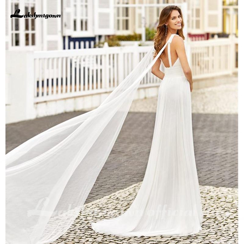 NumberSea Simple Wedding Dresses A-Line Sexy V-Neck Appliques