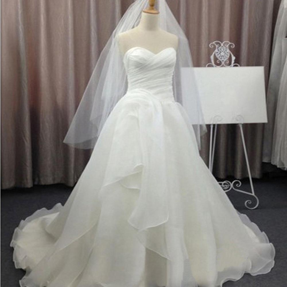 NumberSea White Chiffon Simple Sweetheart Wedding Dresses, Cheap Bridal Gown, MW142