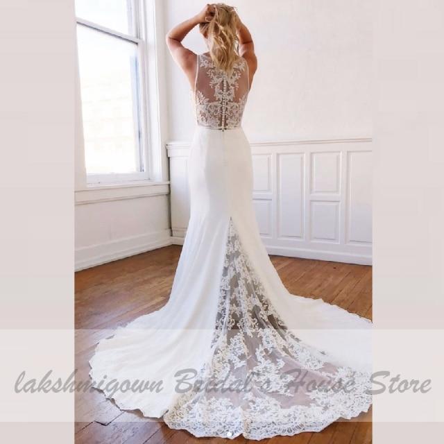 NumberSea Vintage Lace Mermaid Wedding Dress Elegant Chiffon Long