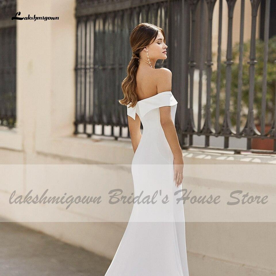 NumberSea White Satin Mermaid Wedding Dress Off the Shoulder