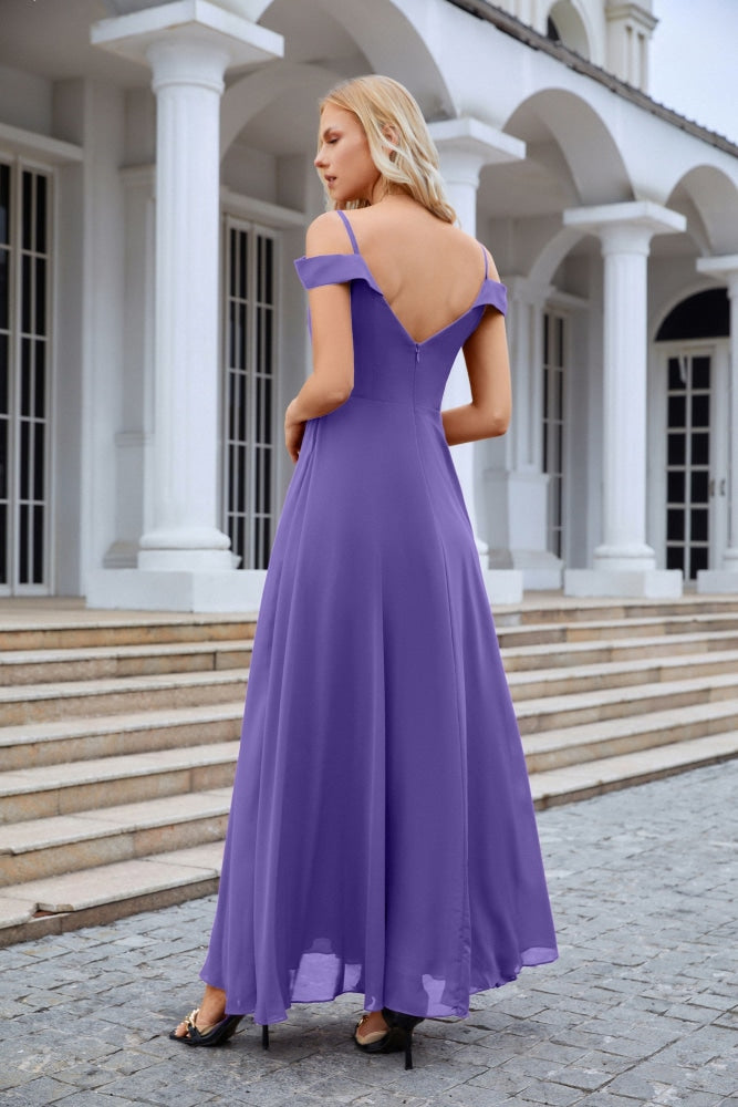 Women's thin strap off the shoulder bridesmaid mopping the floor evening dress 28093-numbersea