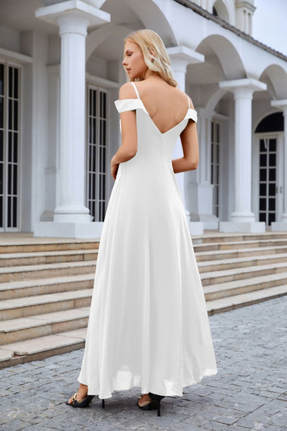 Women's thin strap off the shoulder bridesmaid mopping the floor evening dress 28093-numbersea