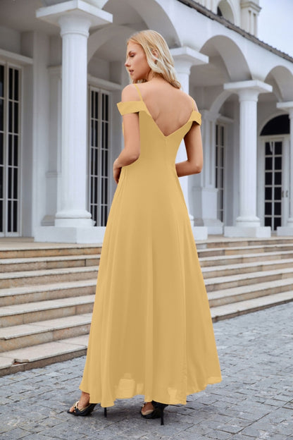 Women's thin strap off the shoulder bridesmaid mopping the floor evening dress 28093-numbersea