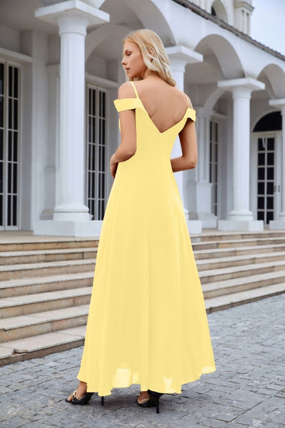 Women's thin strap off the shoulder bridesmaid mopping the floor evening dress 28093-numbersea