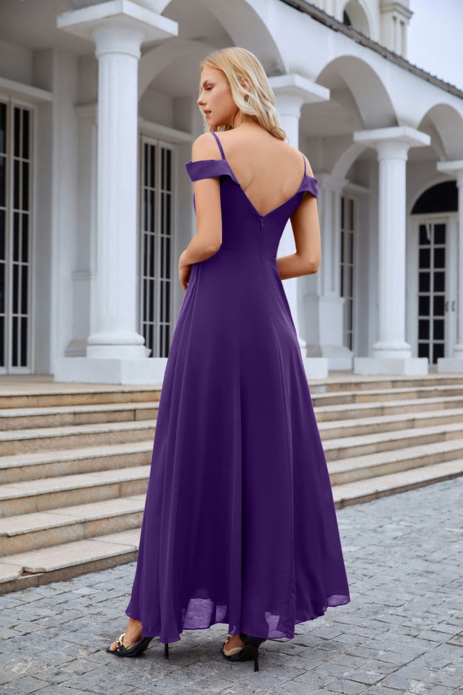 Women's thin strap off the shoulder bridesmaid mopping the floor evening dress 28093-numbersea