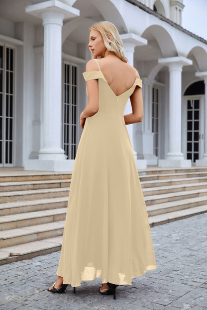 Women's thin strap off the shoulder bridesmaid mopping the floor evening dress 28093-numbersea