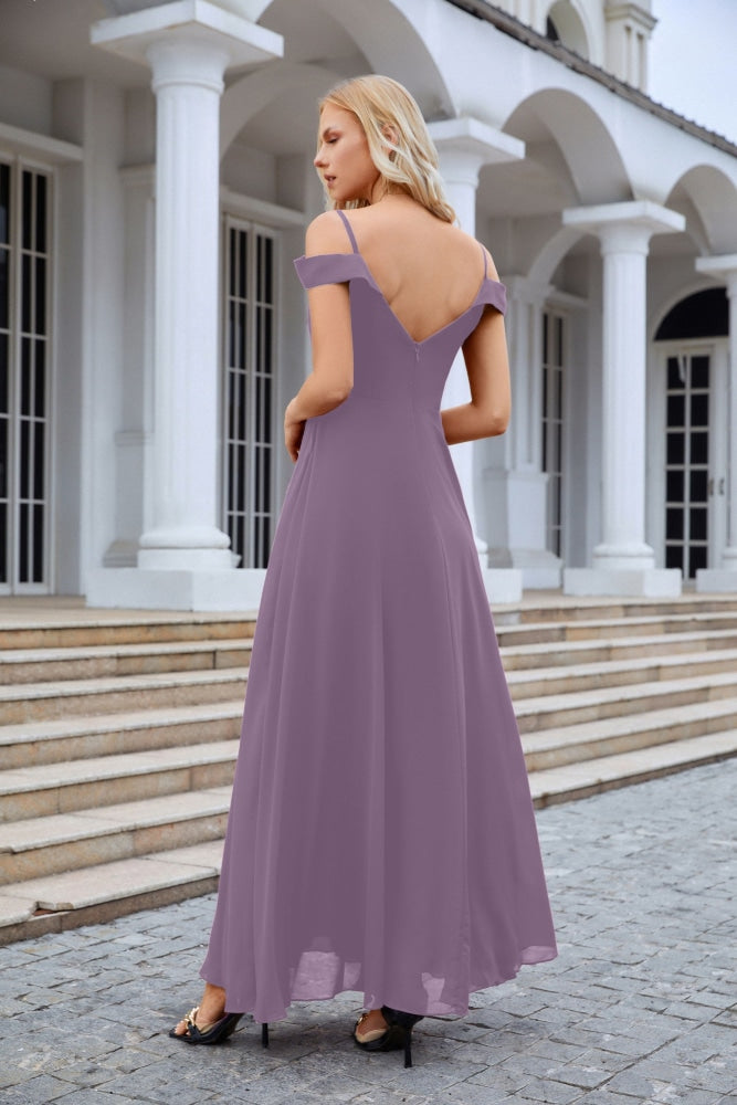 Women's thin strap off the shoulder bridesmaid mopping the floor evening dress 28093-numbersea