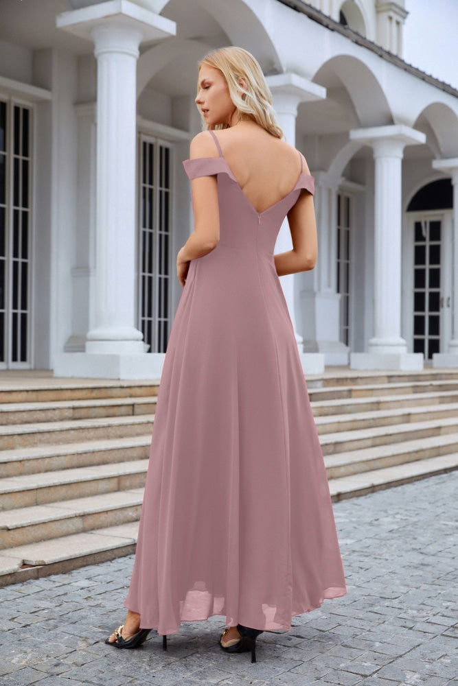 Women's thin strap off the shoulder bridesmaid mopping the floor evening dress 28093-numbersea