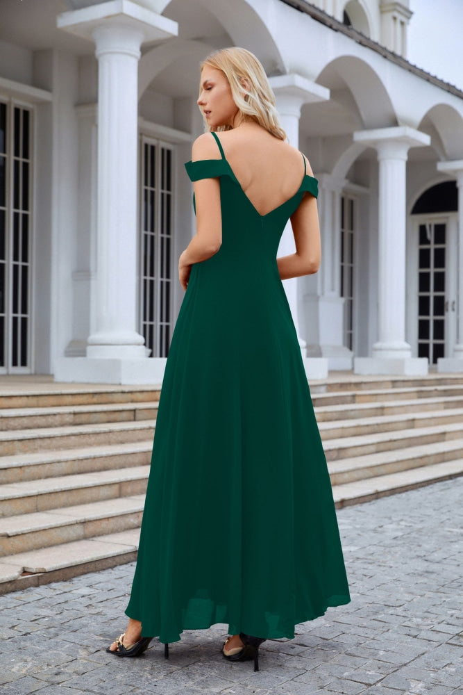 Women's thin strap off the shoulder bridesmaid mopping the floor evening dress 28093-numbersea