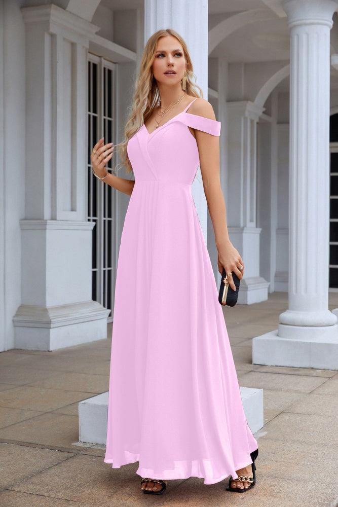 Women's thin strap off the shoulder bridesmaid mopping the floor evening dress 28093-numbersea