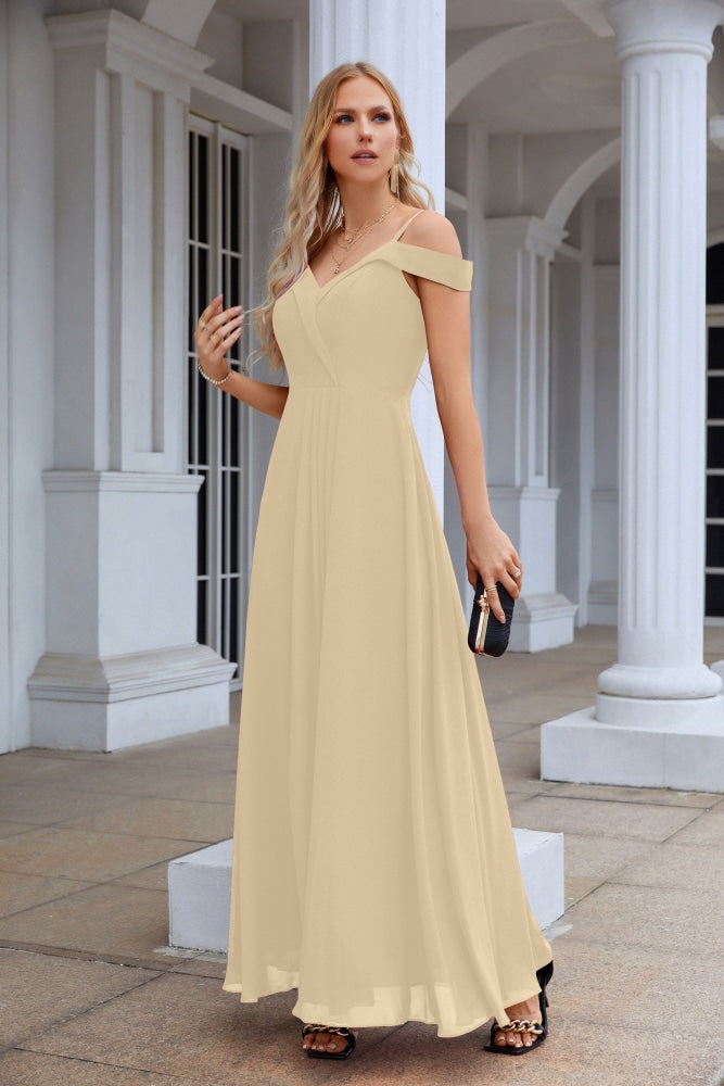 Women's thin strap off the shoulder bridesmaid mopping the floor evening dress 28093-numbersea