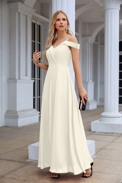 Women's thin strap off the shoulder bridesmaid mopping the floor evening dress 28093-numbersea