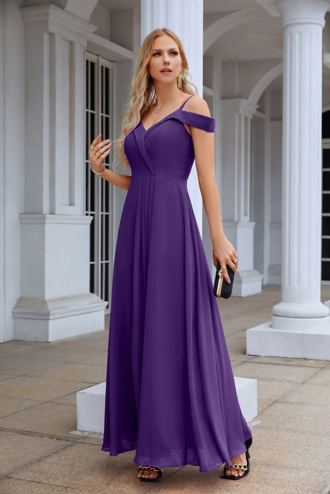 Women's thin strap off the shoulder bridesmaid mopping the floor evening dress 28093-numbersea