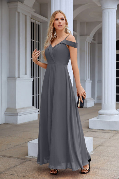 Women's thin strap off the shoulder bridesmaid mopping the floor evening dress 28093-numbersea