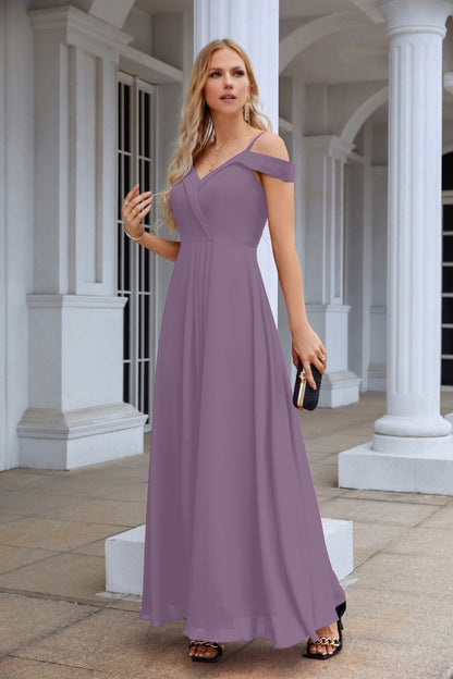 Women's thin strap off the shoulder bridesmaid mopping the floor evening dress 28093-numbersea