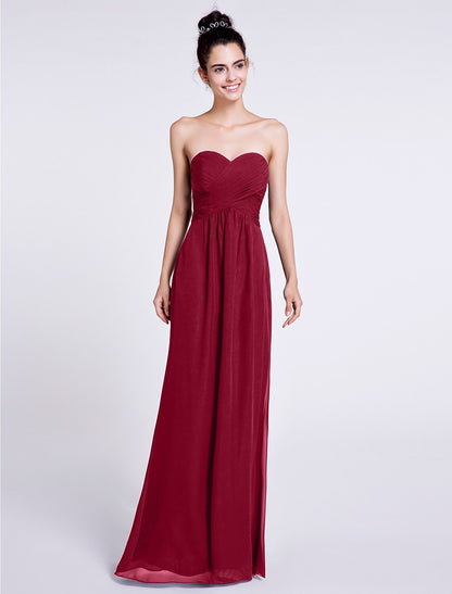 Sheath / Column Bridesmaid Dress Sweetheart Sleeveless Elegant Floor Length Chiffon with Criss Cross