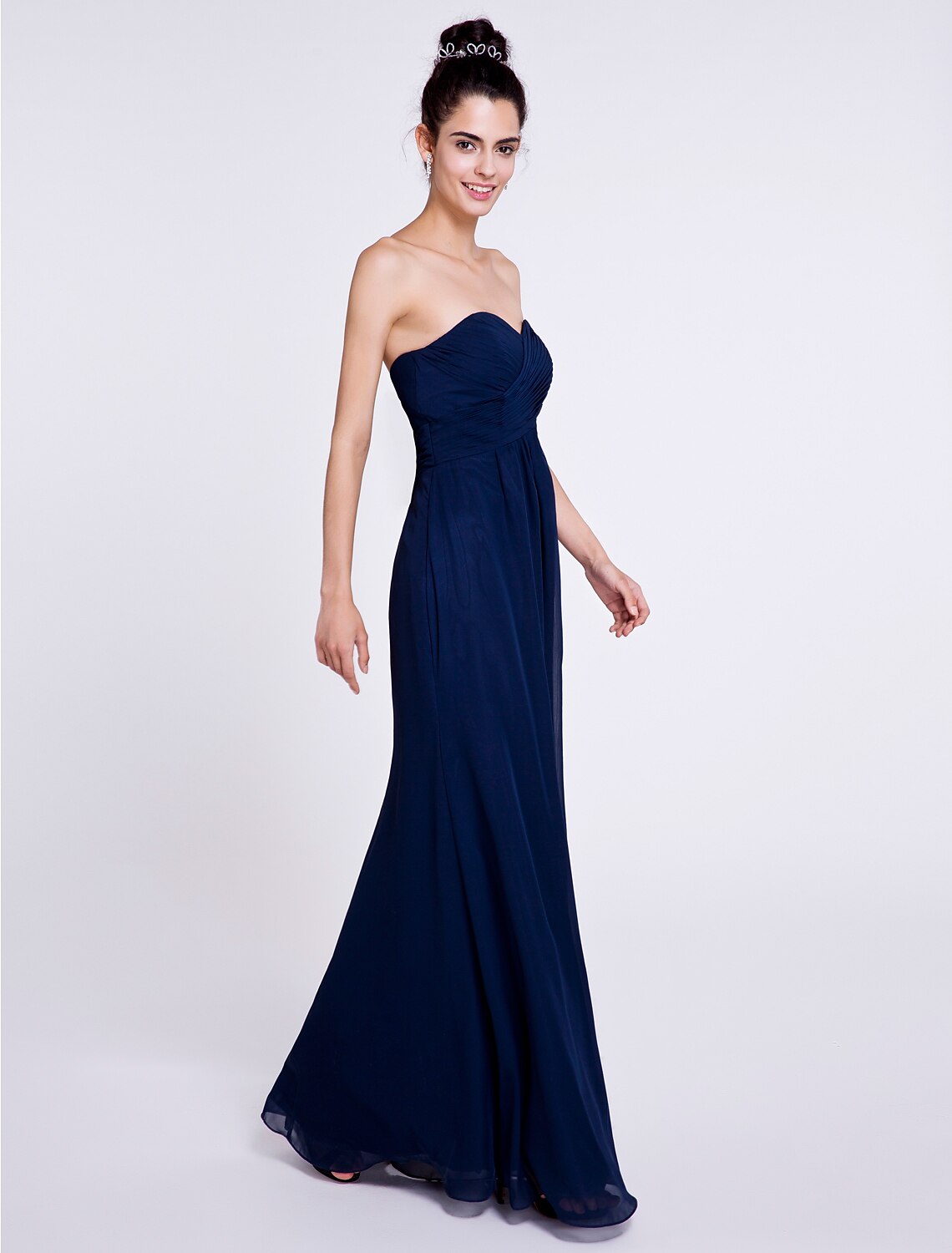 Sheath / Column Bridesmaid Dress Sweetheart Sleeveless Elegant Floor Length Chiffon with Criss Cross